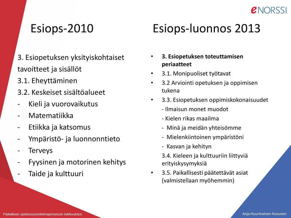 13 3. Esiopetuksen yksityiskohtaiset tavoitteet ja sisällöt 3.1. Eheyttäminen 3.2.