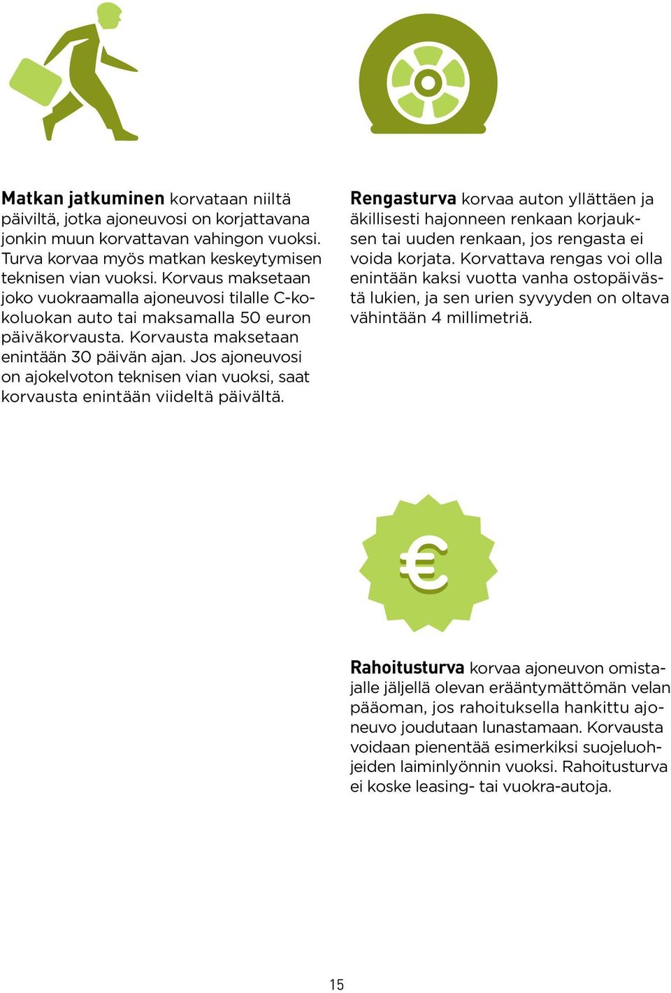 Jos ajoneuvosi on ajokelvoton teknisen vian vuoksi, saat korvausta enintään viideltä päivältä.