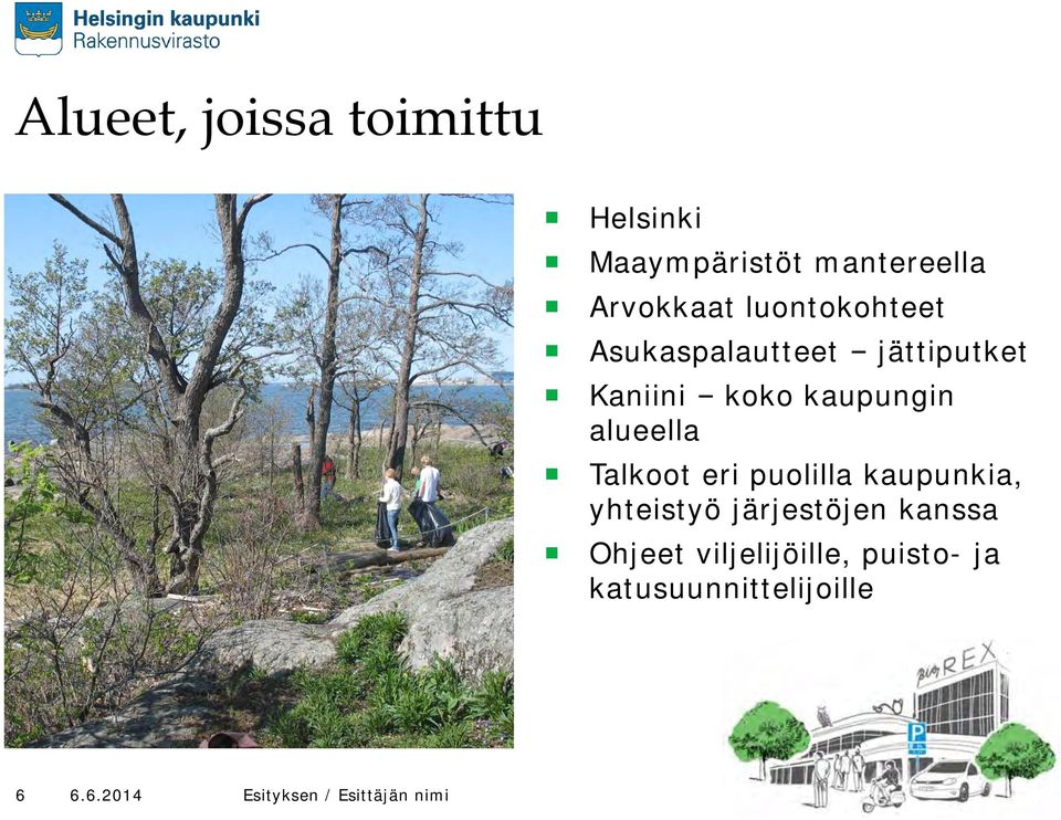 kaupungin alueella Talkoot eri puolilla kaupunkia, yhteistyö