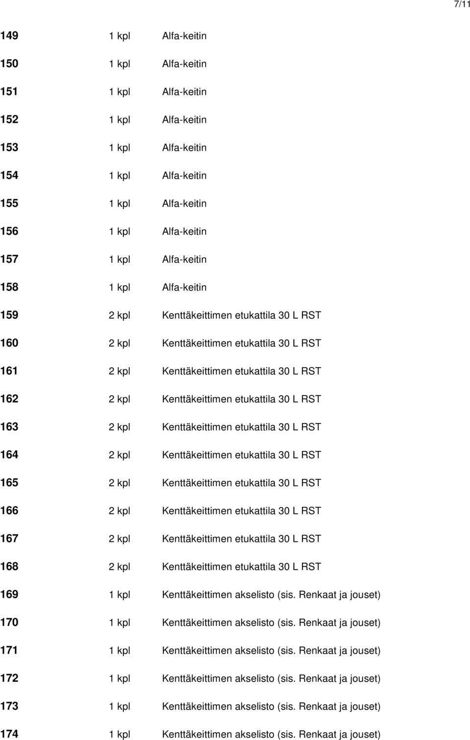 etukattila 30 L RST 163 2 kpl Kenttäkeittimen etukattila 30 L RST 164 2 kpl Kenttäkeittimen etukattila 30 L RST 165 2 kpl Kenttäkeittimen etukattila 30 L RST 166 2 kpl Kenttäkeittimen etukattila 30 L