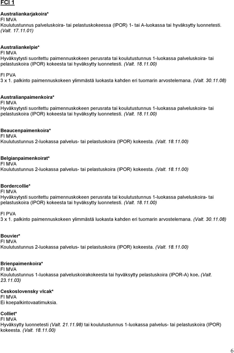 00) FI PVA 3 x 1. palkinto paimennuskokeen ylimmästä luokasta kahden eri tuomarin arvostelemana. (Valt. 30.11.