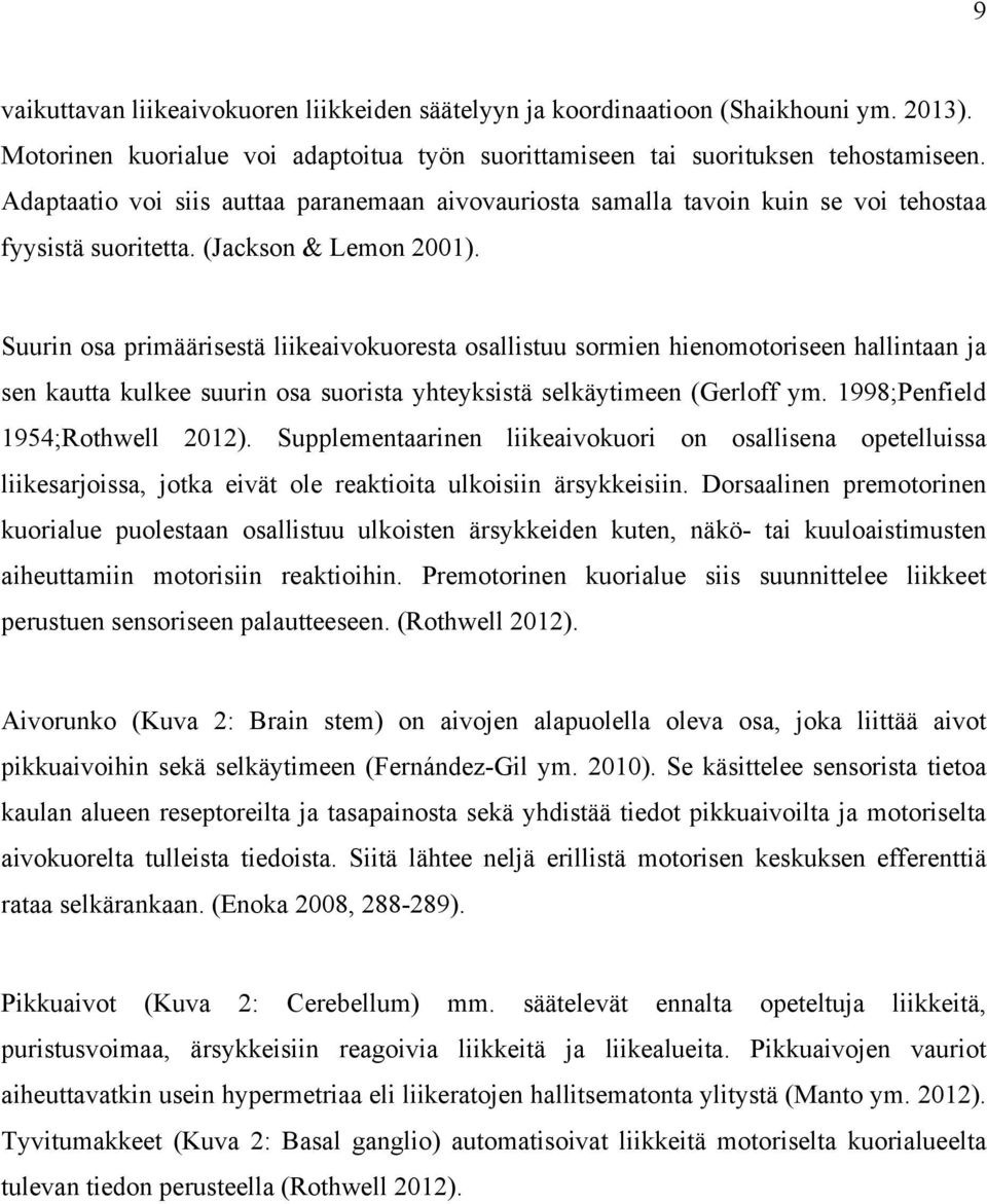 Suurin osa primäärisestä liikeaivokuoresta osallistuu sormien hienomotoriseen hallintaan ja sen kautta kulkee suurin osa suorista yhteyksistä selkäytimeen (Gerloff ym.
