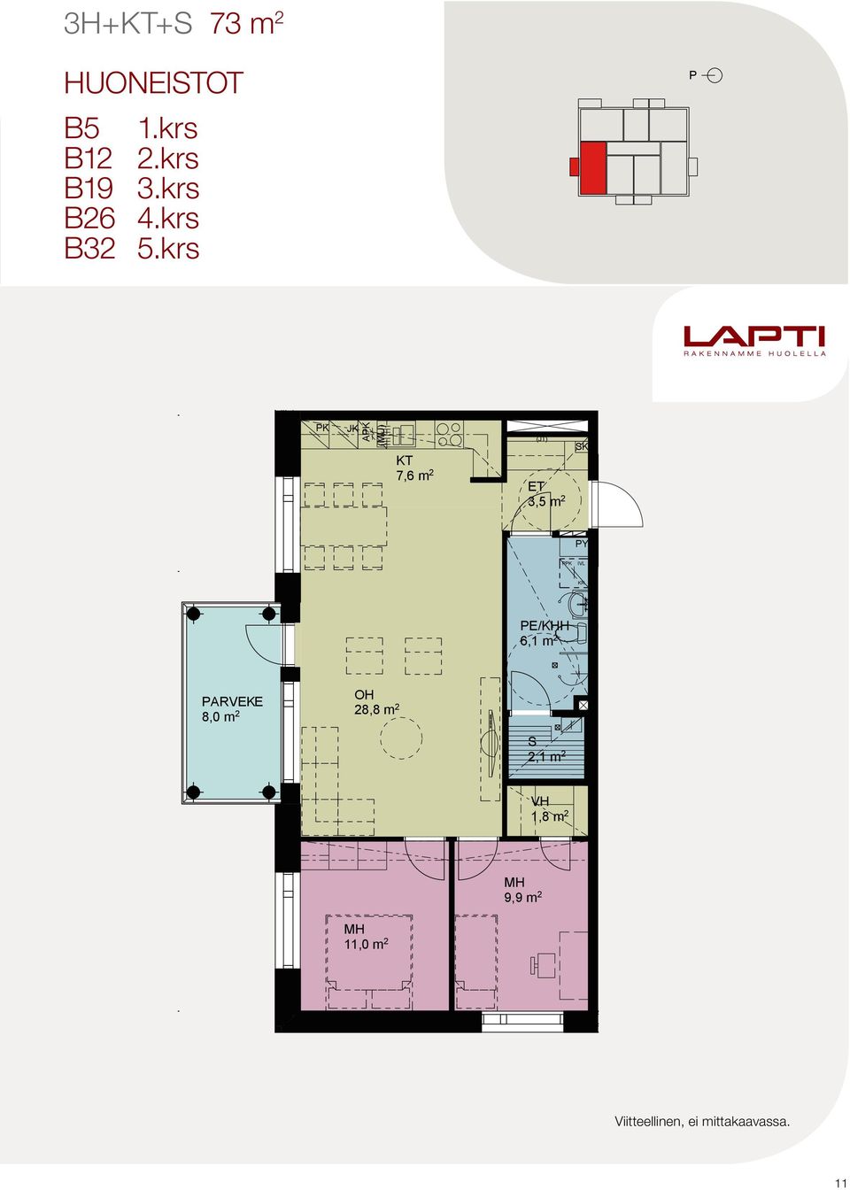 krs K 7,6 m 2 3,5 m 2 K Y K K B5 3H++ 73,0 m 2