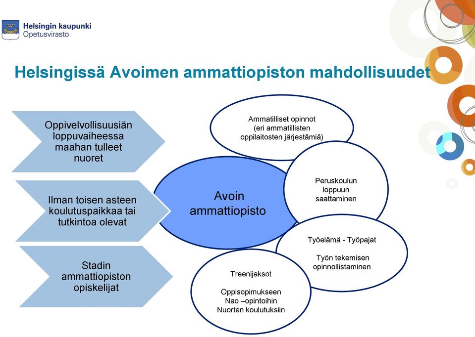 tutkintoa olevat Stadin ammattiopiston opiskelijat Avoin ammattiopisto Treenijaksot Oppisopimukseen Nao