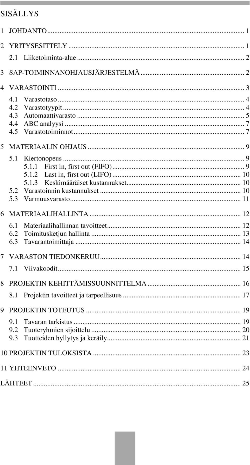 .. 10 5.2 Varastoinnin kustannukset... 10 5.3 Varmuusvarasto... 11 6 MATERIAALIHALLINTA... 12 6.1 Materiaalihallinnan tavoitteet... 12 6.2 Toimitusketjun hallinta... 13 6.3 Tavarantoimittaja.