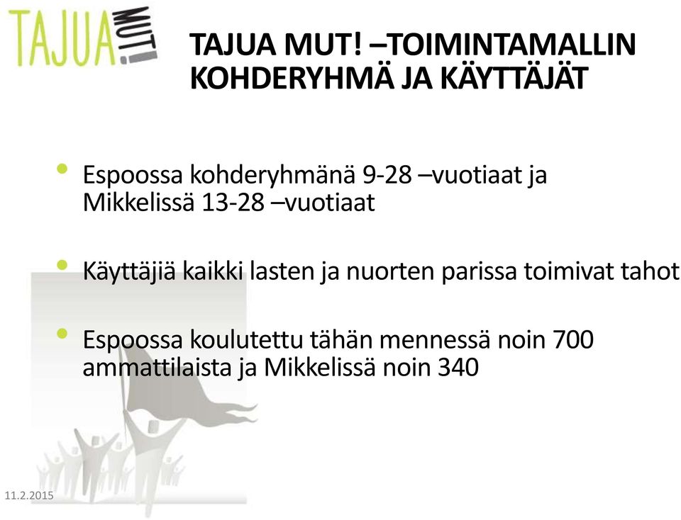 9-28 vuotiaat ja Mikkelissä 13-28 vuotiaat Käyttäjiä kaikki