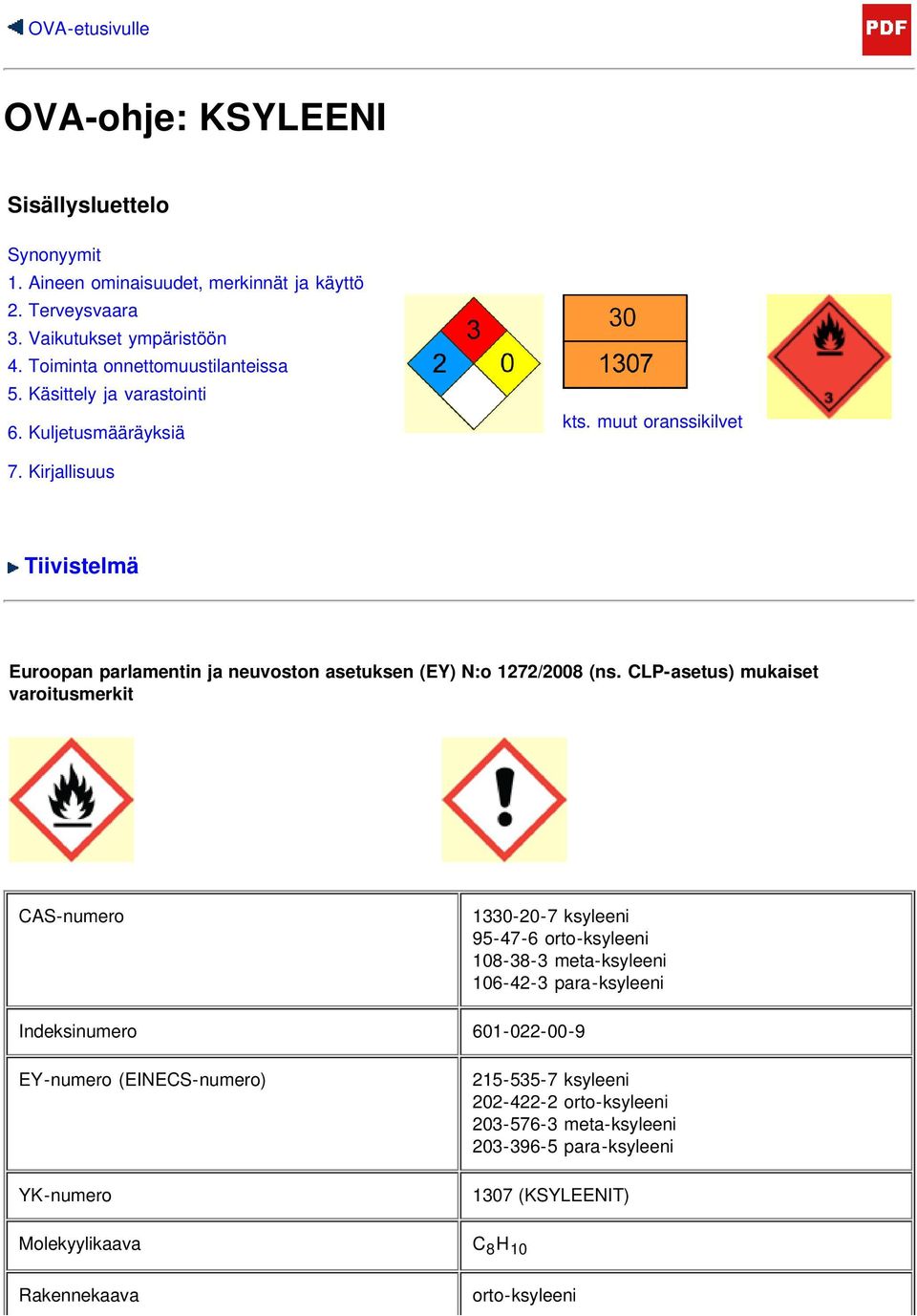 Kirjallisuus Tiivistelmä Euroopan parlamentin ja neuvoston asetuksen (EY) N:o 1272/2008 (ns.