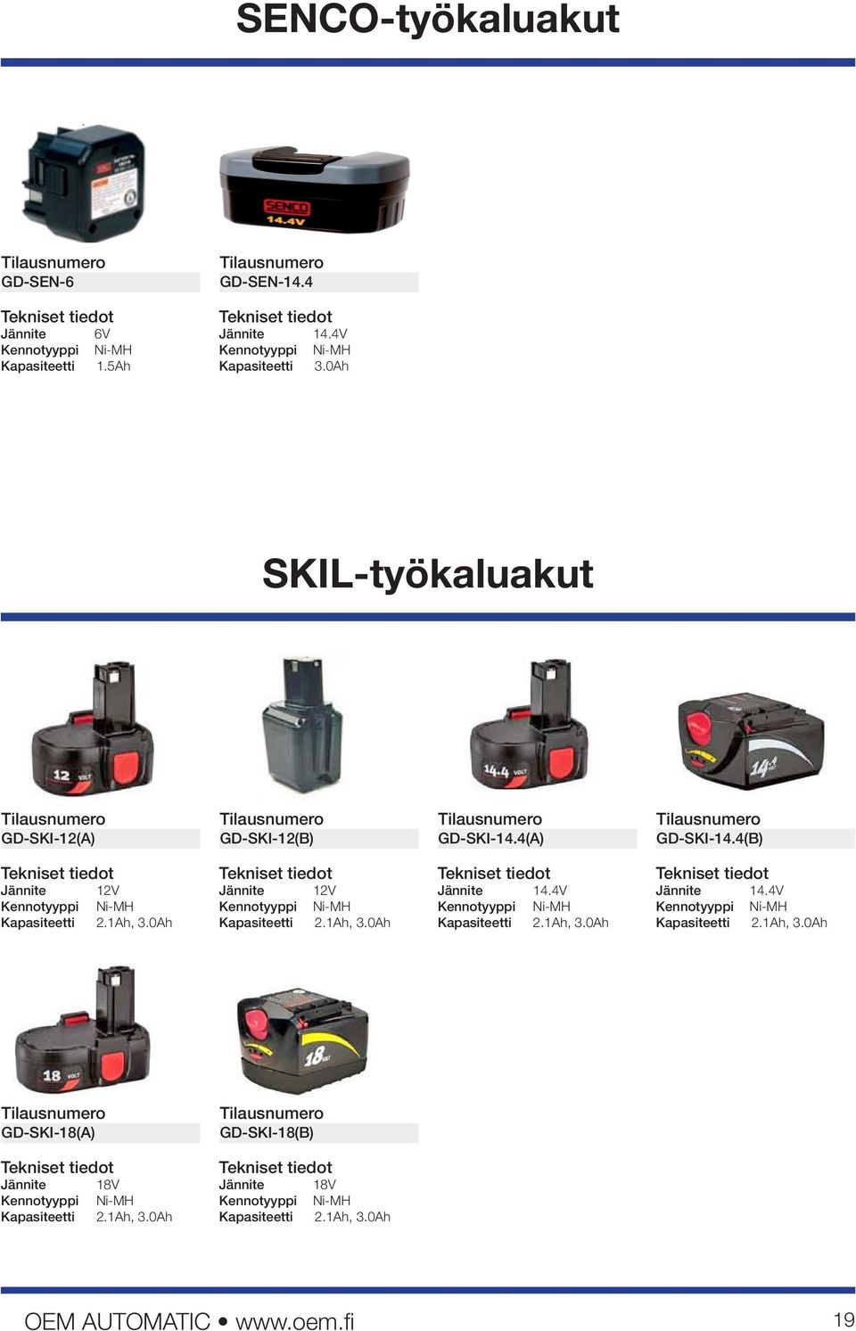 4 SKIL-työkaluakut GD-SKI-12(A) GD-SKI-12(B) GD-SKI-14.