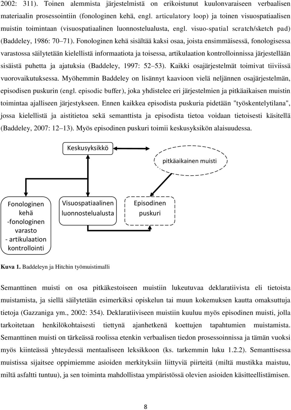 Fonologinen kehä sisältää kaksi osaa, joista ensimmäisessä, fonologisessa varastossa säilytetään kielellistä informaatiota ja toisessa, artikulaation kontrolloinnissa järjestellään sisäistä puhetta