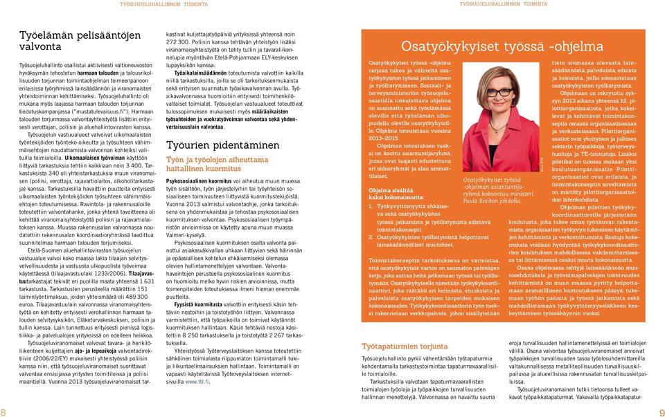 Työsuojeluhallinto oli mukana myös laajassa harmaan talouden torjunnan tiedotuskampanjassa ( mustatulevaisuus.fi ).