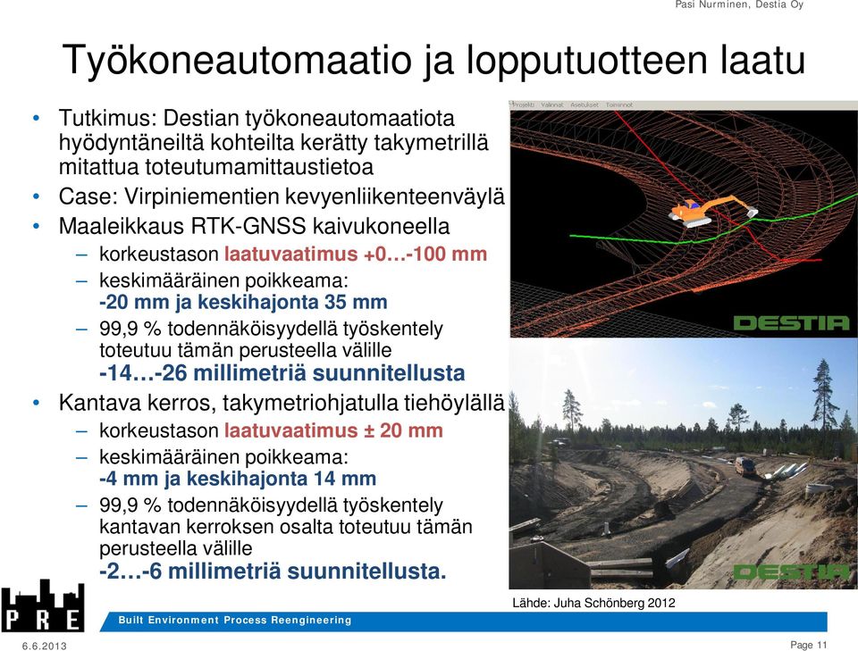 työskentely toteutuu tämän perusteella välille -14-26 millimetriä suunnitellusta Kantava kerros, takymetriohjatulla tiehöylällä korkeustason laatuvaatimus ± 20 mm keskimääräinen