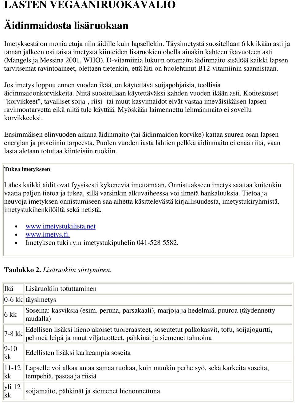 D-vitamiinia lukuun ottamatta äidinmaito sisältää kaikki lapsen tarvitsemat ravintoaineet, olettaen tietenkin, että äiti on huolehtinut B12-vitamiinin saannistaan.