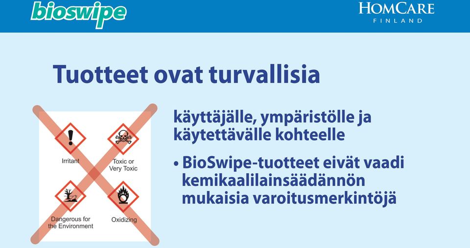 BioSwipe-tuotteet eivät vaadi