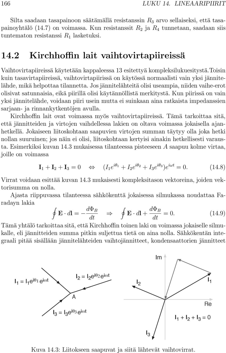 2 Kirchhoffin lait vaihtovirtapiireissä Vaihtovirtapiireissä käytetään kappaleessa 13 esitettyä kompleksilukuesitystä.