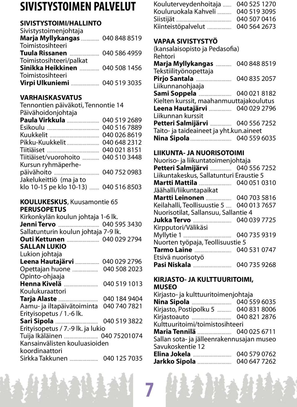 .. 040 648 2312 Tiitiäiset... 040 021 8151 Tiitiäiset/vuorohoito... 040 510 3448 Kursun ryhmäperhepäivähoito... 040 752 0983 Jakelukeittiö (ma ja to klo 10-15 pe klo 10-13).