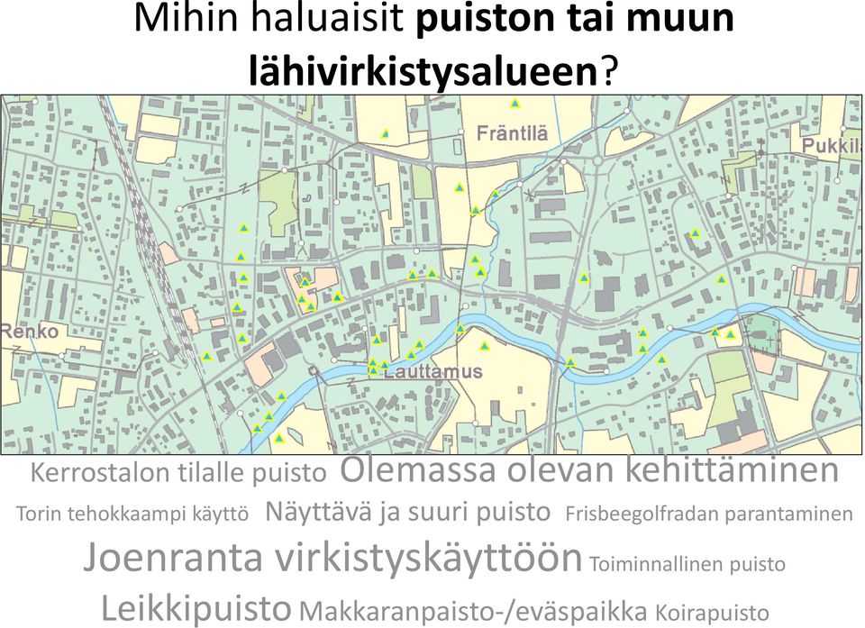 tehokkaampi käyttö Näyttävä ja suuri puisto Frisbeegolfradan