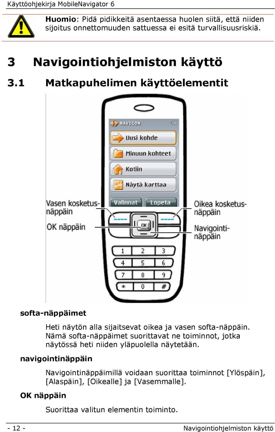 Nämä softa-näppäimet suorittavat ne toiminnot, jotka näytössä heti niiden yläpuolella näytetään.