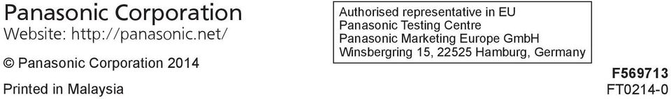 Authorised representative in EU Panasonic Testing Centre