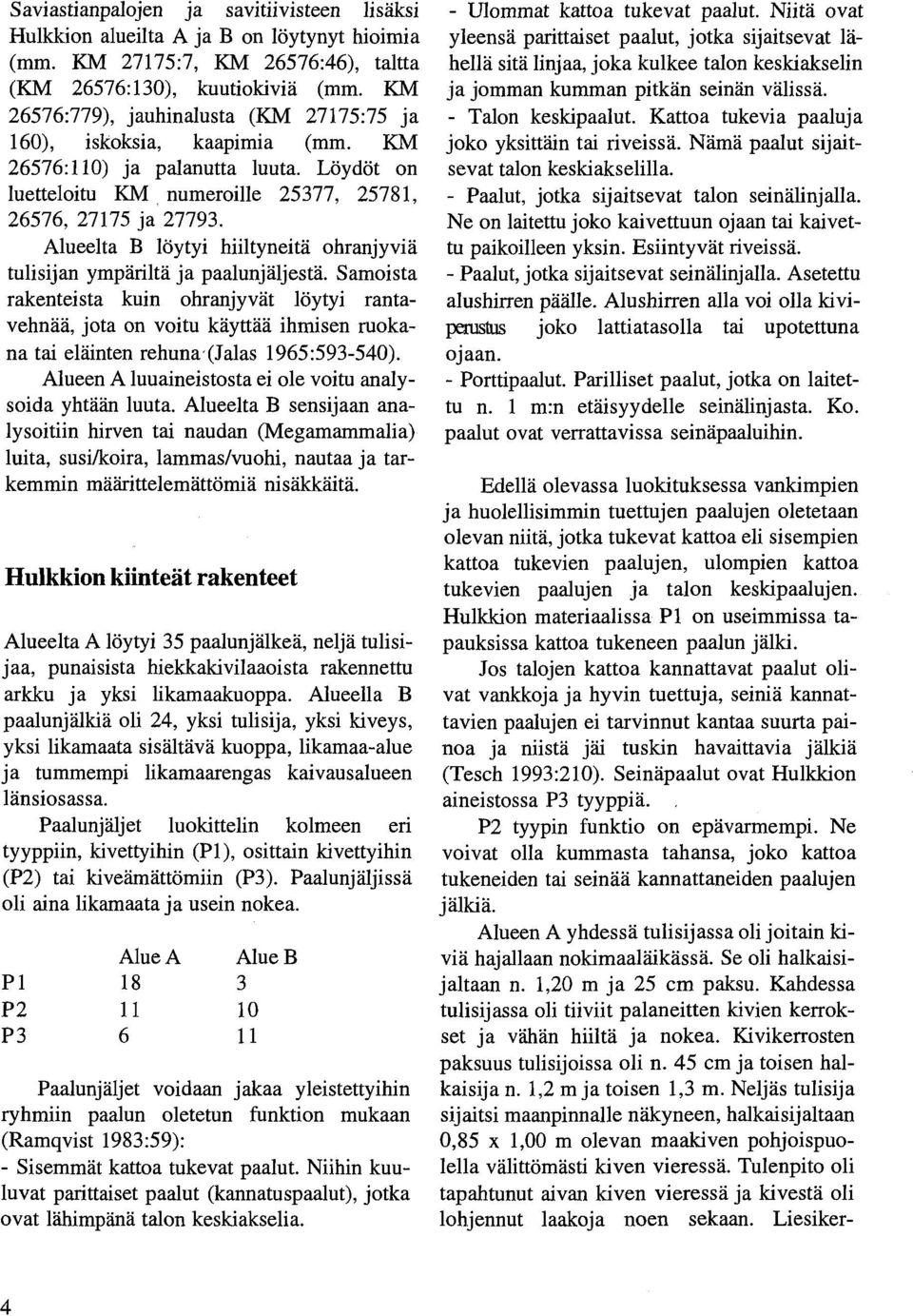Alueelta B löytyi hiiltyneitä ohranjyviä tulisijan ympäriltä ja paalunjäljestä.