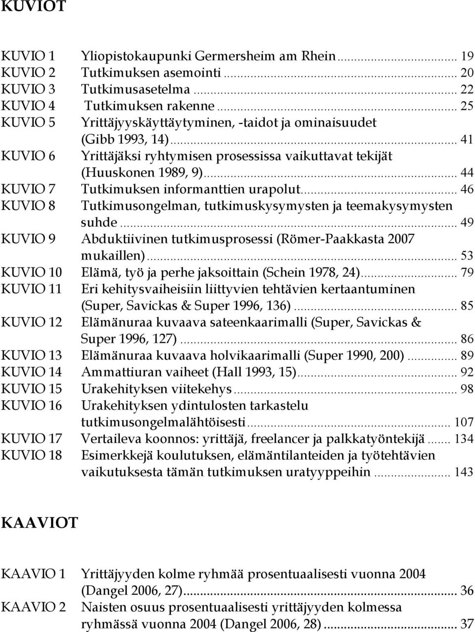 .. 44 KUVIO 7 Tutkimuksen informanttien urapolut... 46 KUVIO 8 Tutkimusongelman, tutkimuskysymysten ja teemakysymysten suhde.