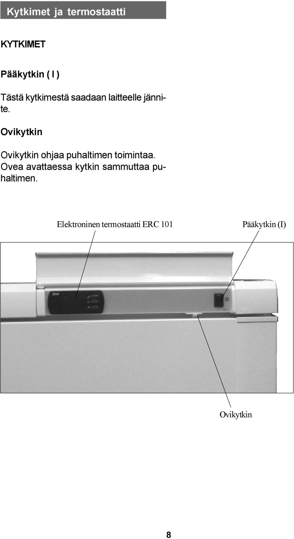 Ovikytkin Ovikytkin ohjaa puhaltimen toimintaa.