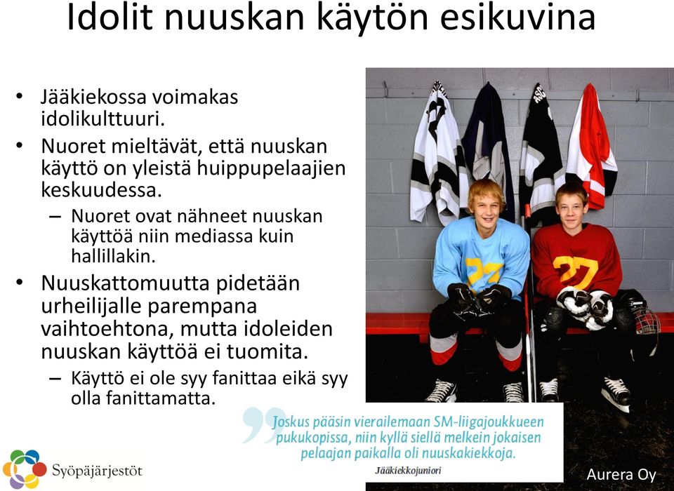 Nuoret ovat nähneet nuuskan käyttöä niin mediassa kuin hallillakin.