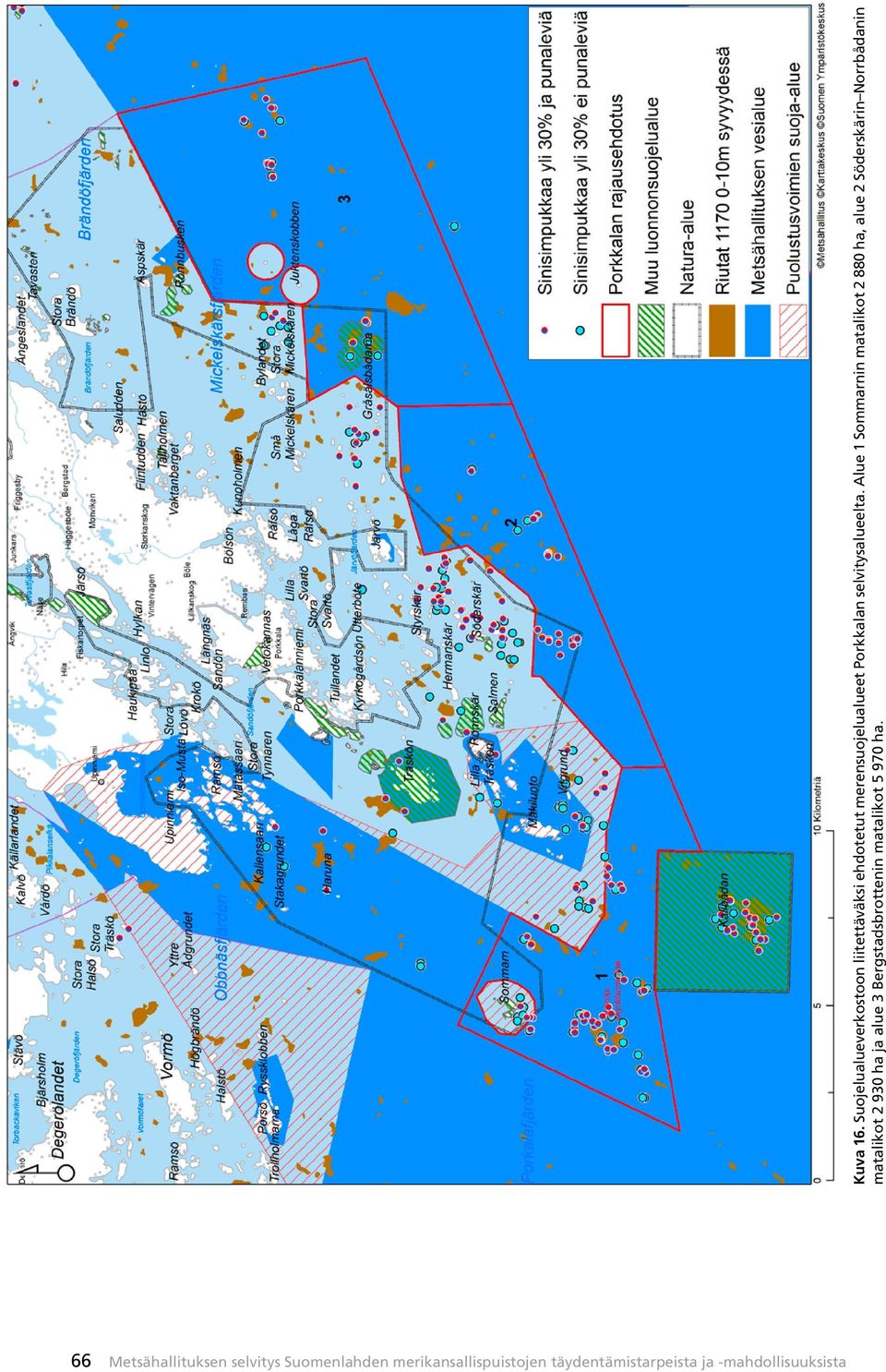 merensuojelualueet Porkkalan selvitysalueelta.