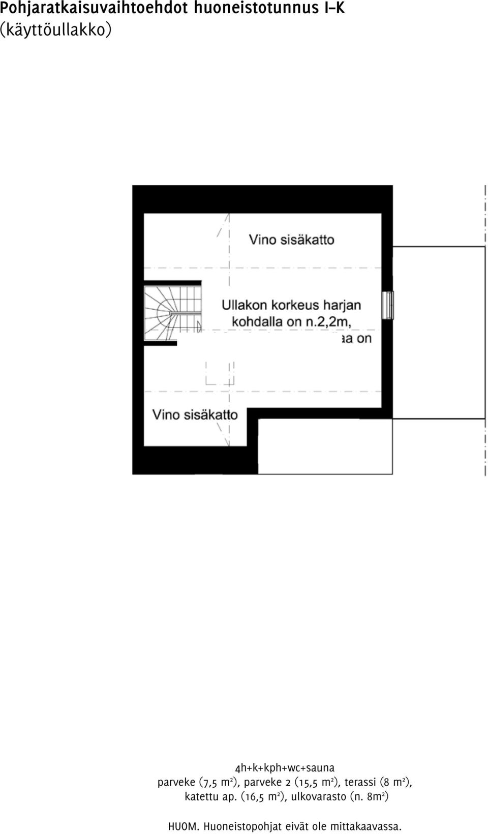 parveke 2 (15,5 m 2 ), terassi (8 m 2 ), katettu ap.