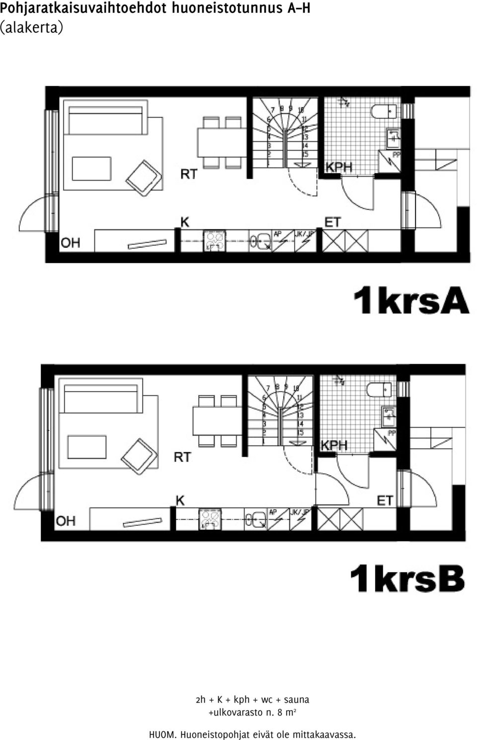 + kph + wc + sauna +ulkovarasto n.