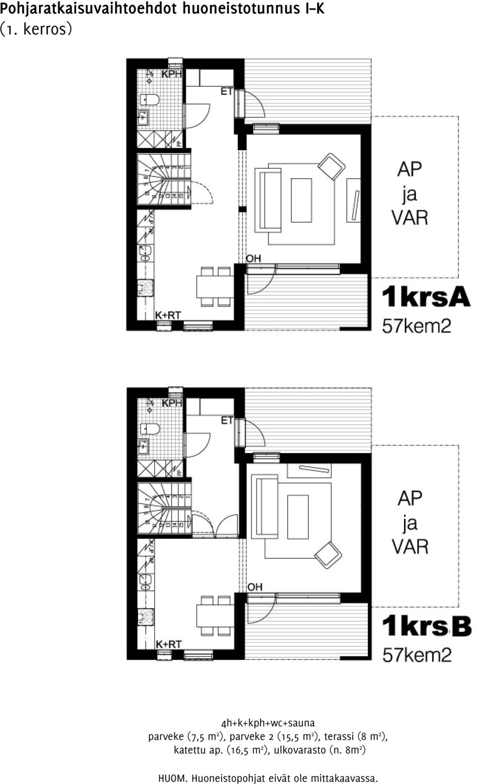 (15,5 m 2 ), terassi (8 m 2 ), katettu ap.