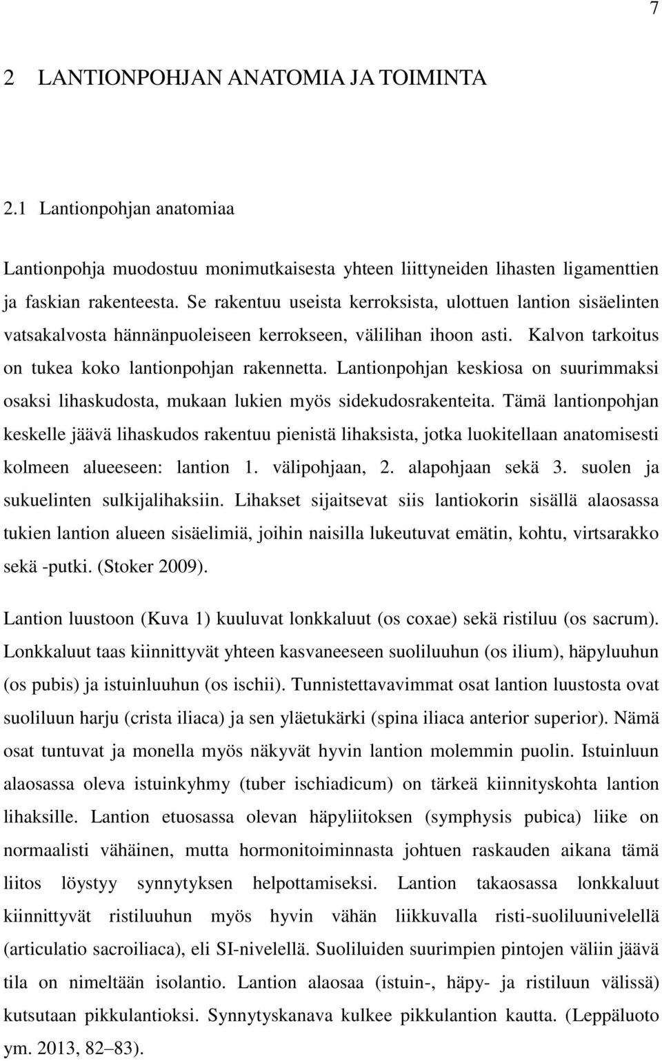 Lantionpohjan keskiosa on suurimmaksi osaksi lihaskudosta, mukaan lukien myös sidekudosrakenteita.