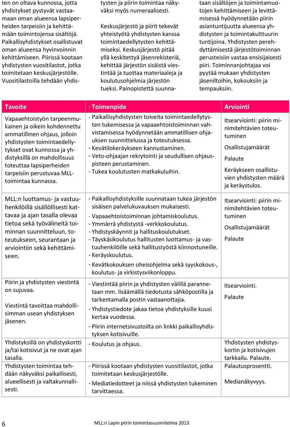 Vuositilastoilla tehdään yhdistysten ja piirin toimintaa näkyväksi myös numeraalisesti. Keskusjärjestö ja piirit tekevät yhteistyötä yhdistysten kanssa toimintaedellytysten kehittämiseksi.