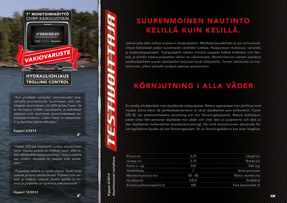 Moottorikaivon viereen sijoitetut poikkeuksellisen suuret takalaatikot tarjoavat hyvät säilytystilat. Toinen laatikoista on irrotettavissa, jolloin paikalle voidaan asentaa apumoottori.