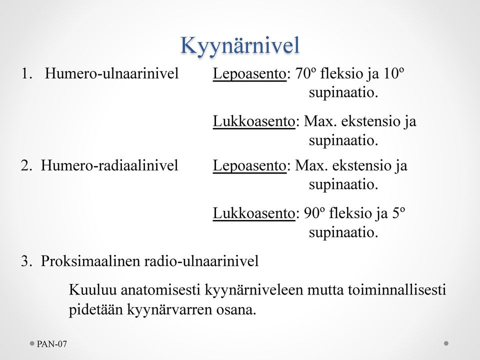 ekstensio ja supinaatio. 3.