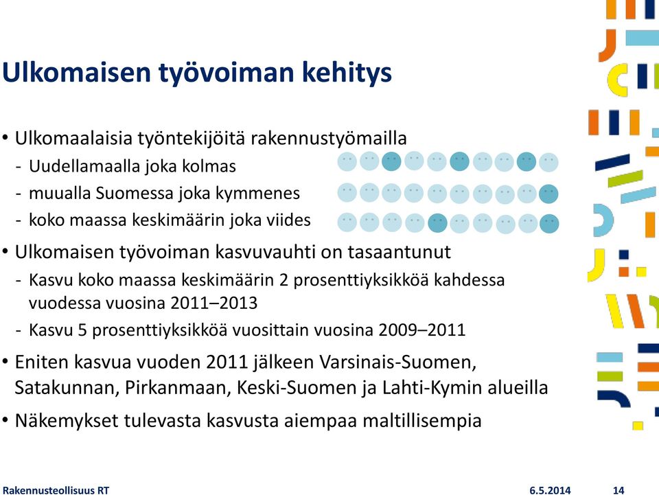 vuodessa vuosina 2011 2013 Kasvu 5 prosenttiyksikköä vuosittain vuosina 2009 2011 Eniten kasvua vuoden 2011 jälkeen Varsinais-Suomen,