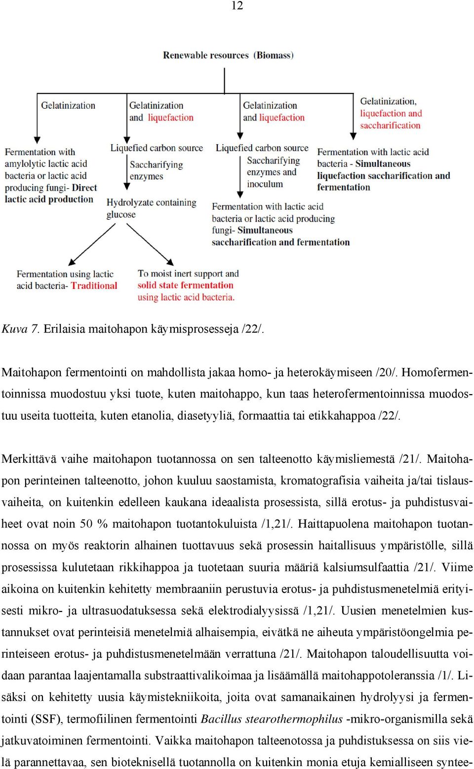 Merkittävä vaihe maitohapon tuotannossa on sen talteenotto käymisliemestä /21/.