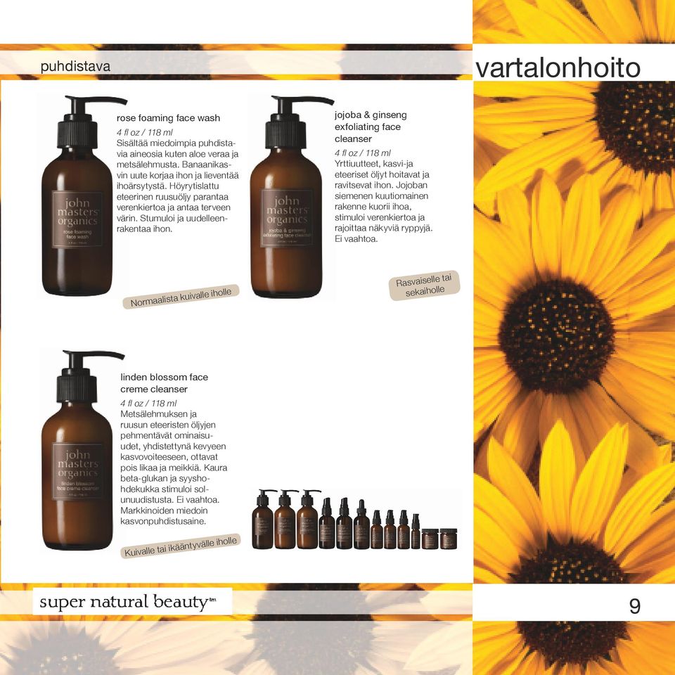 jojoba & ginseng exfoliating face cleanser 4 fl oz / 118 ml Yrttiuutteet, kasvi-ja eteeriset öljyt hoitavat ja ravitsevat ihon.