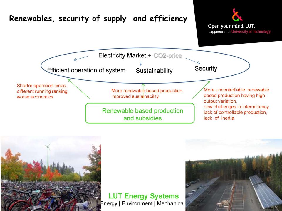 production, improved sustainability Renewable based production and subsidies More uncontrollable renewable based