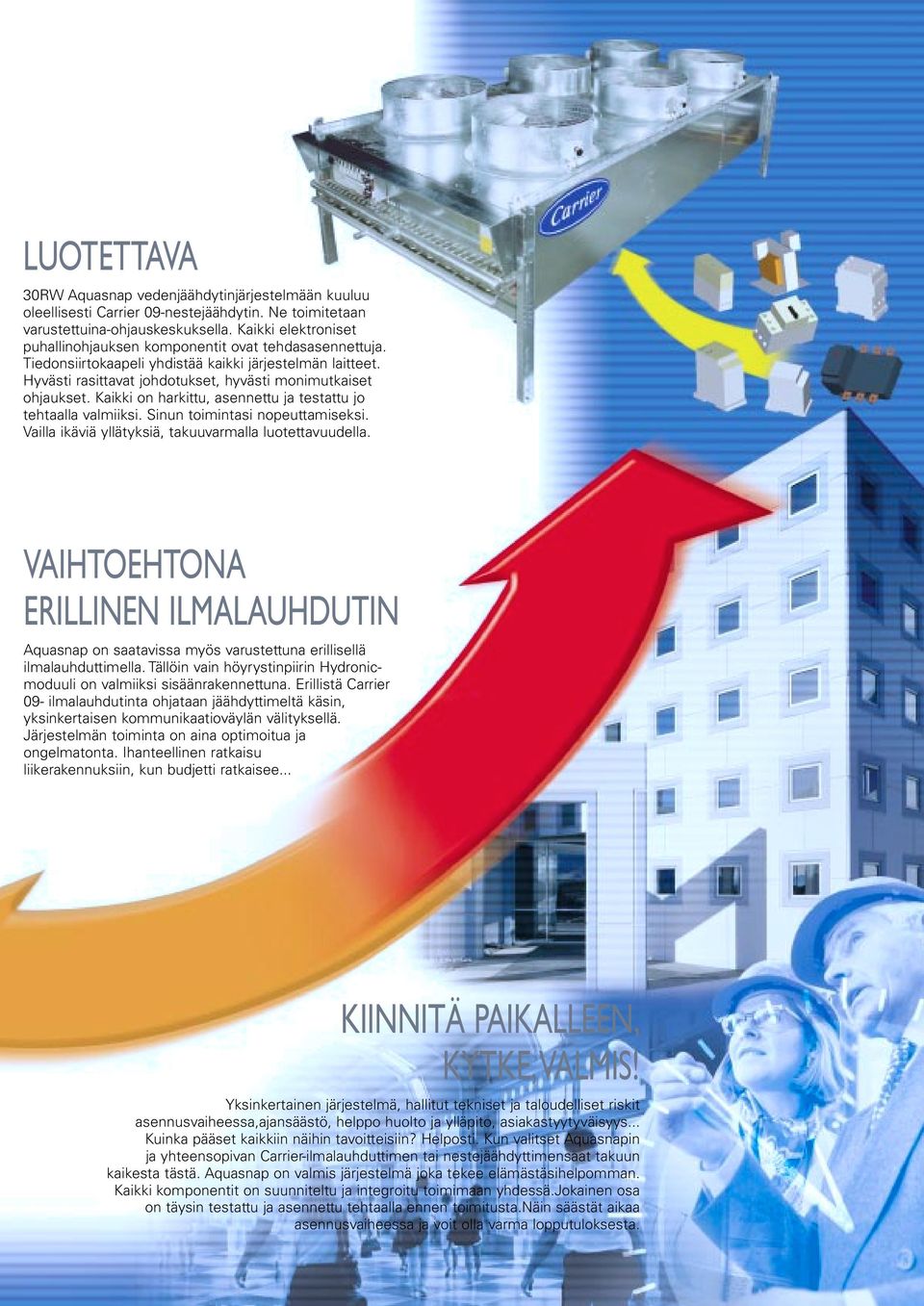 Kaikki on harkittu, asennettu ja testattu jo tehtaalla valmiiksi. Sinun toimintasi nopeuttamiseksi. Vailla ikäviä yllätyksiä, takuuvarmalla luotettavuudella.