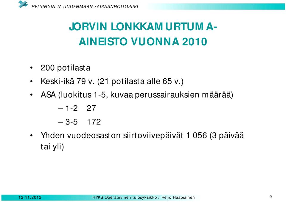 ) ASA (luokitus 1-5, kuvaa perussairauksien määrää) 1-2 27 3-5 172 Yhden