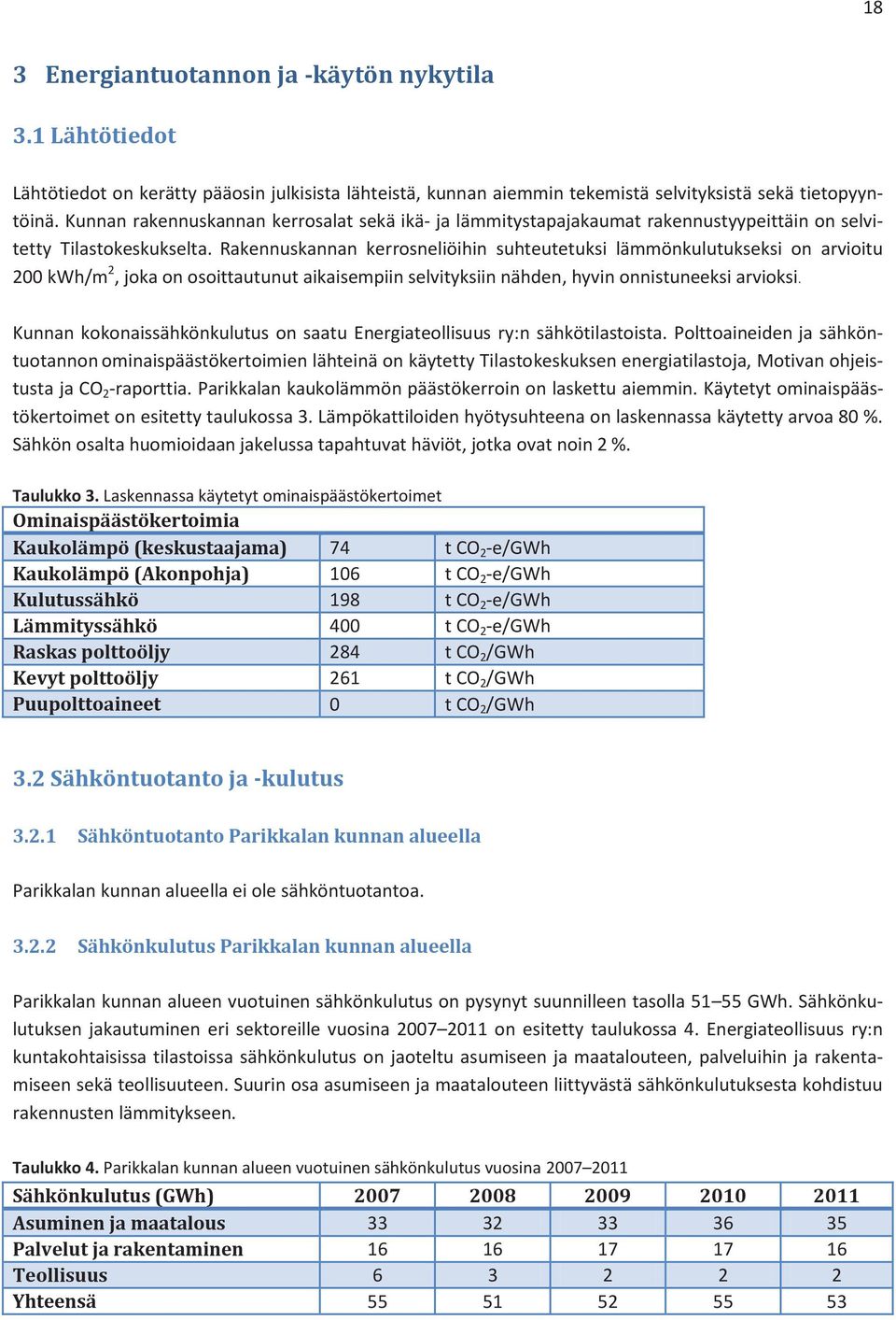 Rakennuskannan kerrosneliöihin suhteutetuksi lämmönkulutukseksi on arvioitu 200 kwh/m 2, joka on osoittautunut aikaisempiin selvityksiin nähden, hyvin onnistuneeksi arvioksi.