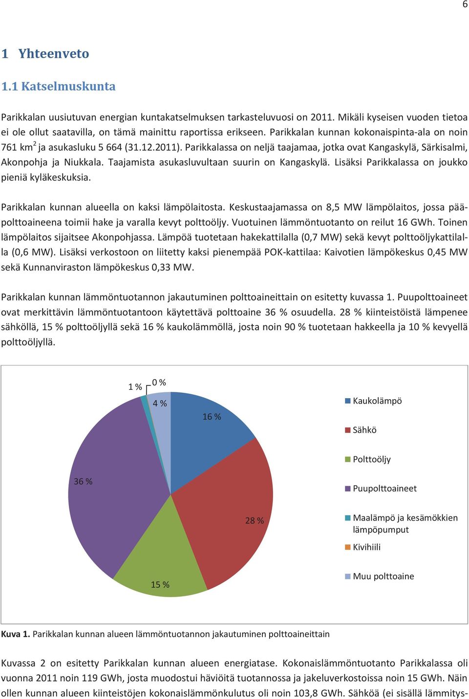 Taajamista asukasluvultaan suurin on Kangaskylä. Lisäksi Parikkalassa on joukko pieniä kyläkeskuksia. Parikkalan kunnan alueella on kaksi lämpölaitosta.