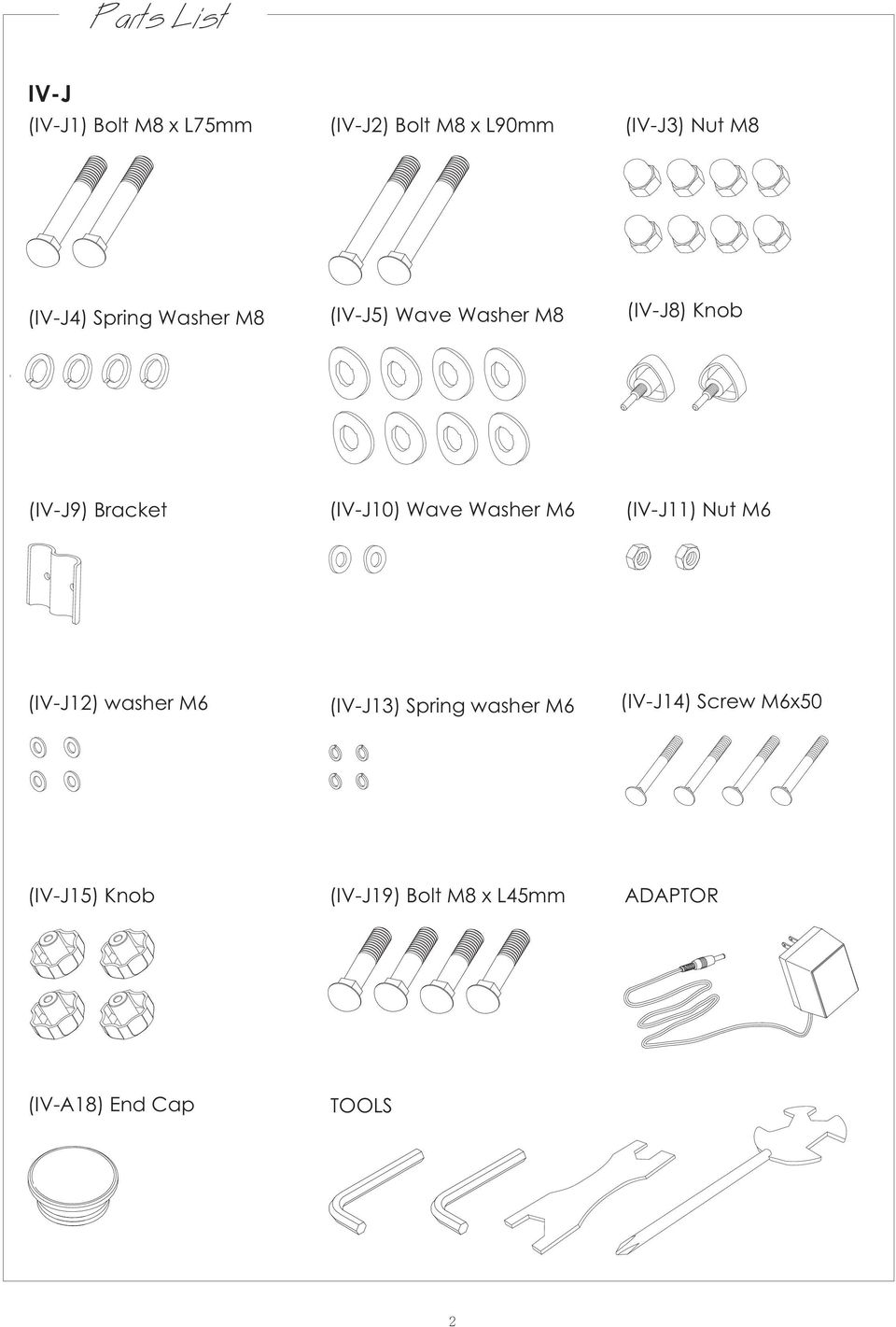 Wave Washer M6 (IV-J11) Nut M6 (IV-J12) washer M6 (IV-J13) Spring washer M6