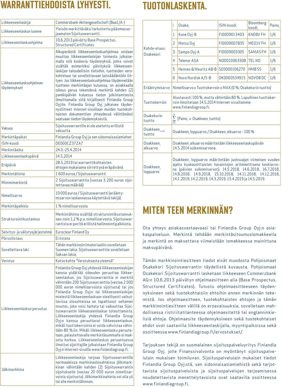 2013 päivätty Base Prospectus, Structured Certificates Alkuperäistä liikkeeseenlaskuohjelmaa voidaan muuttaa liikkeeseenlaskijan toimesta julkaisemalla sitä koskevia täydennyksiä, jotka voivat