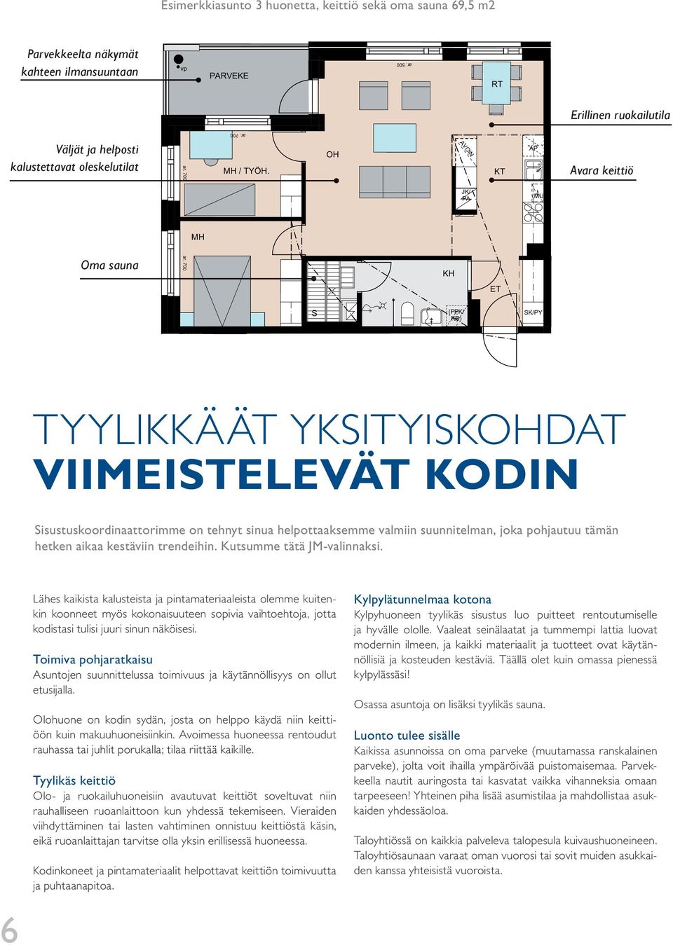 700 MH KH ET S (PPK/ KR) SK/PY APK (MU) JK/ PA KT TYYLIKKÄÄT YKSITYISKOHdAT VIIMEIsTELEVäT KOdIN Sisustuskoordinaattorimme on tehnyt sinua helpottaaksemme valmiin suunnitelman, joka pohjautuu tämän
