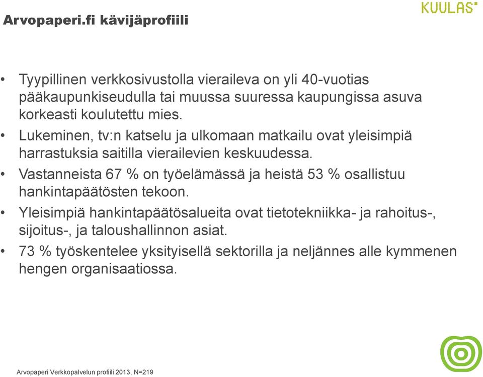 korkeasti koulutettu mies. Lukeminen, tv:n katselu ja ulkomaan matkailu ovat yleisimpiä harrastuksia saitilla vierailevien keskuudessa.