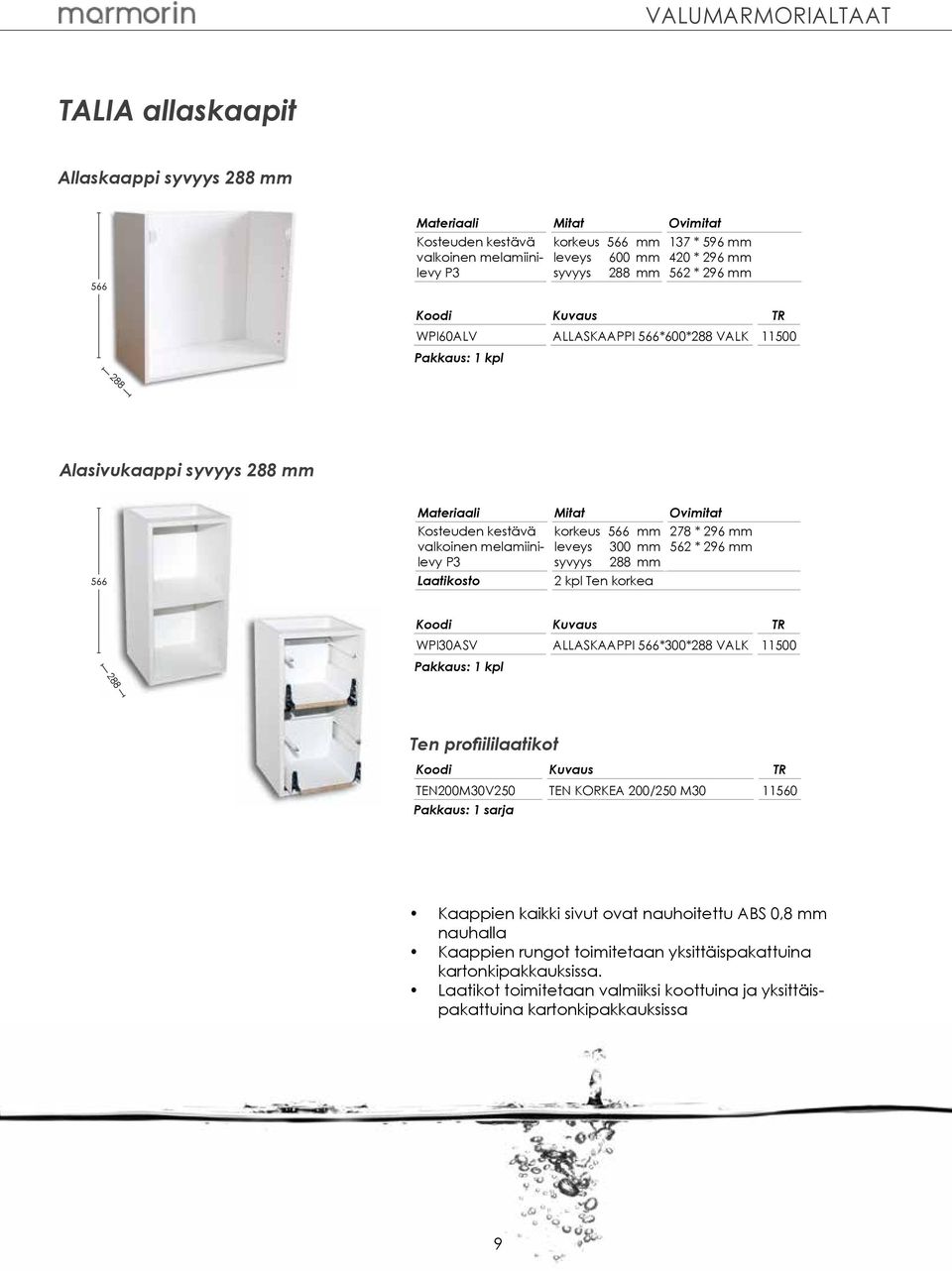 leveys 300 mm 562 * 296 mm P3 syvyys 288 mm Laatikosto 2 kpl Ten korkea WPI30ASV ALLASKAAPPI 566*300*288 VALK 11500 288 Ten profiililaatikot TEN200M30V250 TEN KORKEA 200/250 M30 11560 Pakkaus: 1