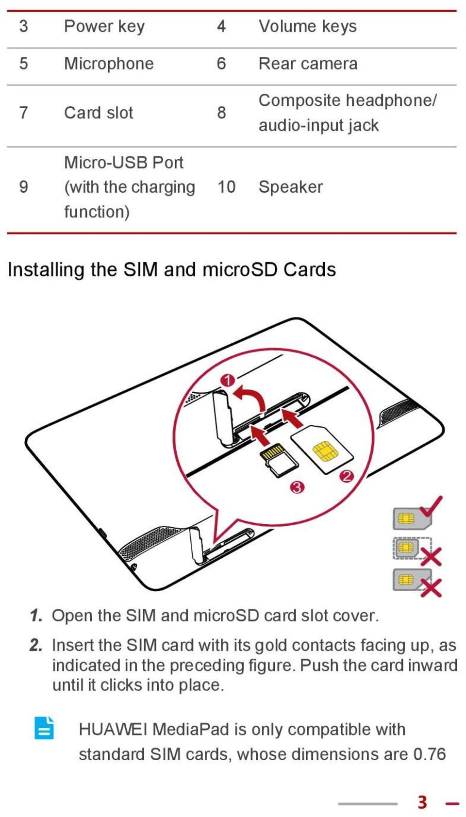 Open the SIM and microsd card slot cover. 2.