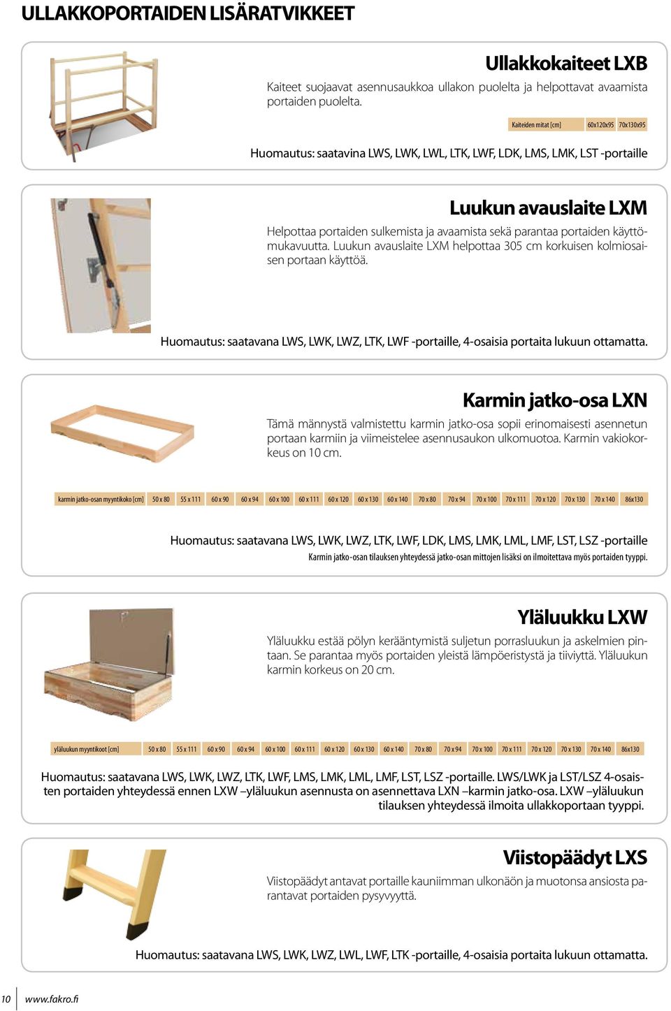 portaiden käyttömukavuutta. Luukun avauslaite LXM helpottaa 305 cm korkuisen kolmiosaisen portaan käyttöä. Huomautus: saatavana LWS, LWK, LWZ, LTK, LWF -portaille, 4-osaisia portaita lukuun ottamatta.