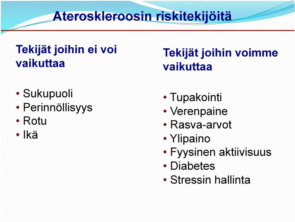 joihin voimme vaikuttaa Tupakointi Verenpaine